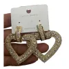 Golden heart-shaped diamond-encrusted earrings, fashionable and light luxury women's earrings, earrings, earrings, stud earrings, silver needle vintage accessories Item Picture